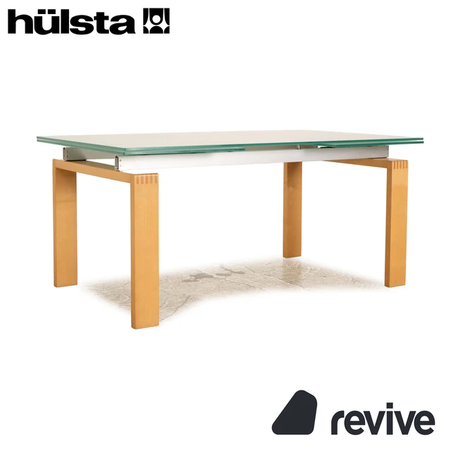 Hülsta Vidrio Mesa de Comedor Vidrio Esmerilado Azul Manual Función Comedor