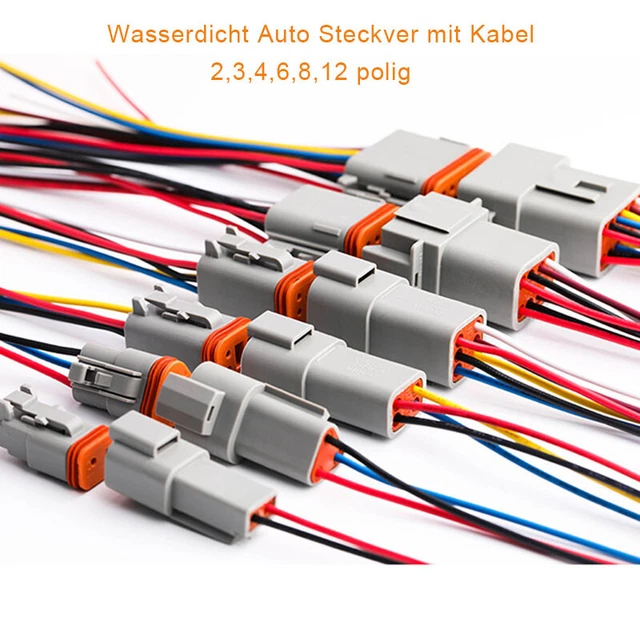 Connecteurs Deutsch Pré-câblés - Mâle/femelle 2 à 12 Broches - Pour Câblage Automobile/industriel