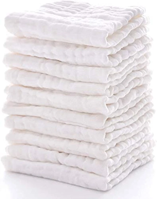Baby Muslin Washcloths- Natural Muslin Cotton Baby Wipes - Soft Newborn Baby ...