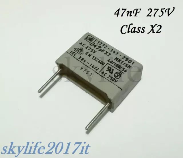 1 pz Condensatore poliestere 47nF 275V ac ERO MKT CLASS X2  - 1 pezzo 0,047uF
