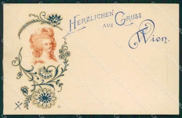 Austria Wien Gruss Relief OPF postcard cartolina QT5853