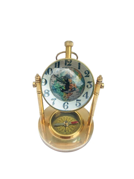Tischuhr aus massivem Messing mit Kompass Join Vintage Marine Beautiful...
