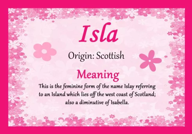 Isla Personalised Name Meaning Certificate