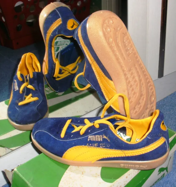 Nuove scarpe da sala Puma sneaker Blue Bird 1123, taglia 34; pezzo da collezione anni 70