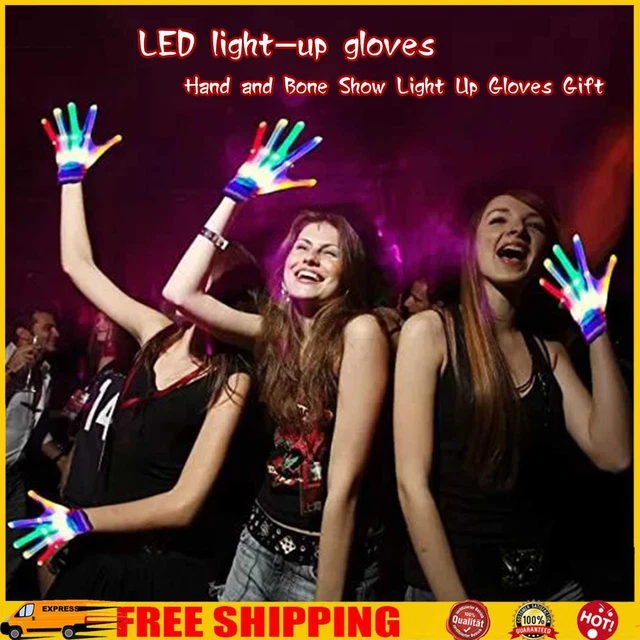 Guanti Luminosi LED Colorati Stadio Brillante Performance Mitten Club Danza Rave
