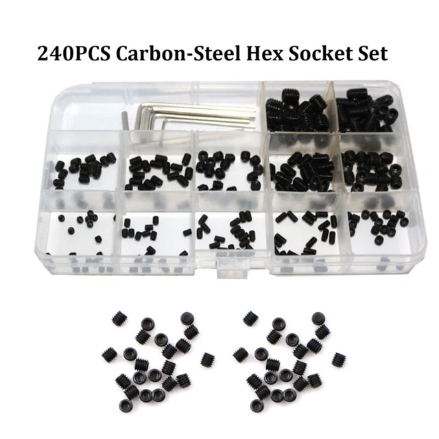 Kit de vis à douilles hexagonales robustes 240 pièces ensemble acier au carbon