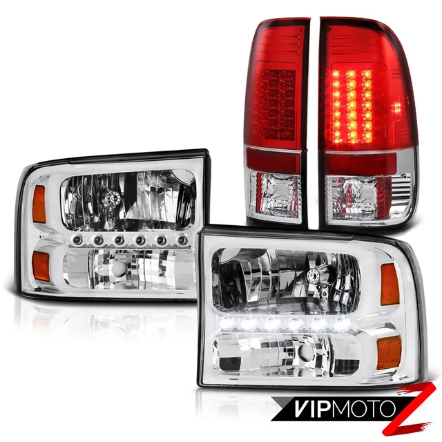 19992004 FORD F250 F350 F450 Red LED Tail Lights Chrome SMD DRL