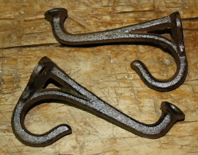 6 Cast Iron Tack Saddle Hook Style Coat Hooks Hat Hook Rack Hall Tree BROWN