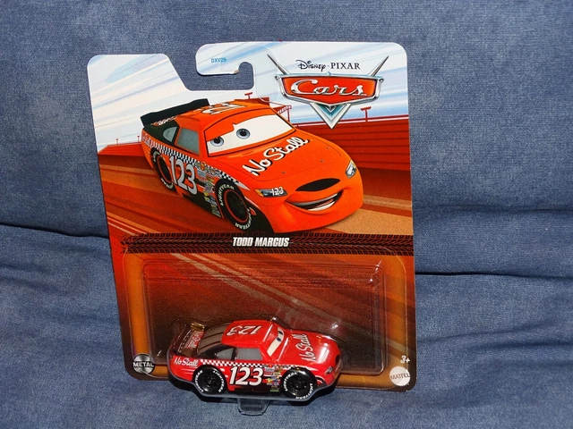 RARE VOITURE DISNEY Pixar Cars Todd Marcus N°123 No Stall Course Piston ...