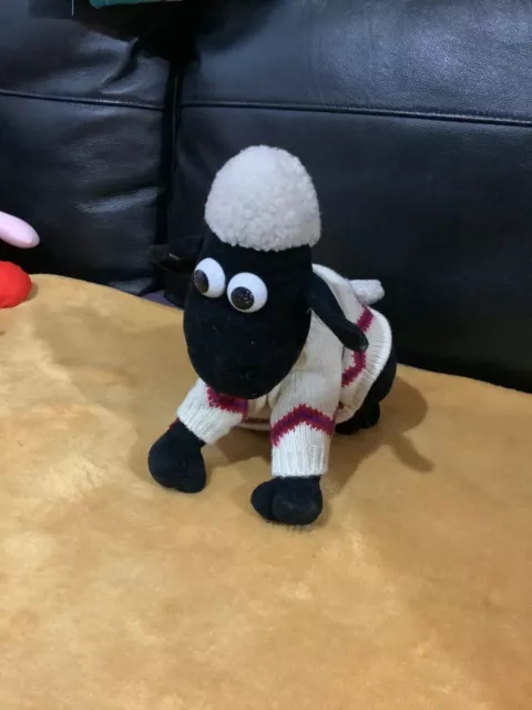 W & G Shaun the Sheep Plush Toy vintage in jumper Wallace & Gromit born to play