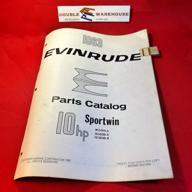 1963 Evinrude 10 HP Sportwin Parts Catalog 278444 4056 OMC - Fine Condition!