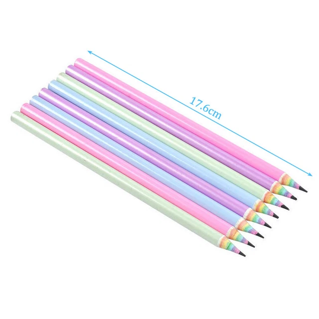 12PCSRainbow Color Paper Pencil HB Professional Art Painting Pen School Suppl F^ 3