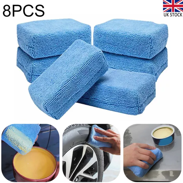 8Pcs Car Microfiber Polishing Pads Wax Applicator Foam Sponge Cleaning Buffer