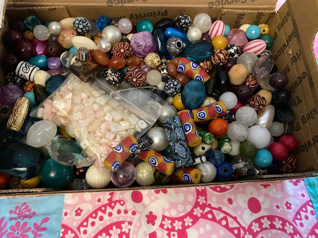 Small Flat Rate Box of Beads Random Various Materials