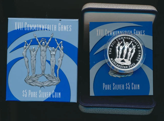 Australia: 2002 $5 Commonwealth Games 1.167oz silver, cat $70,