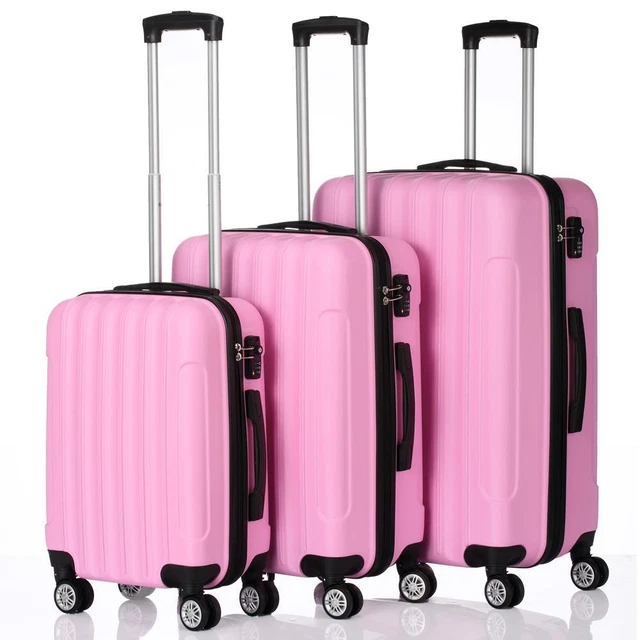 20 24 28" Luggage 3 Pcs Set Suitcase Spinner Hardshell Lightweight TSA Lock Pink