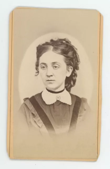 Antique CDV Circa 1870s Gorgeous Woman With Tired Eyes Charles Knightstown, IN