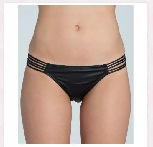 NWT WOMENS BILLABONG MIDNIGHT BEACH TROPIC BIKINI BOTTOM $45 M black shiny