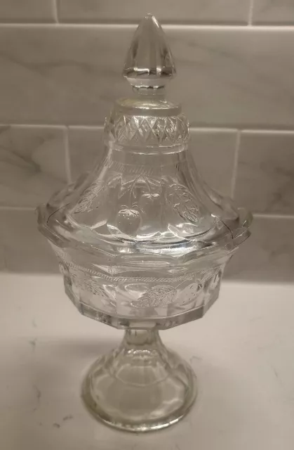 Northwood Clear Glass Strawberry And Cable Pattern Sweetmeat Compote C1910 EAPG