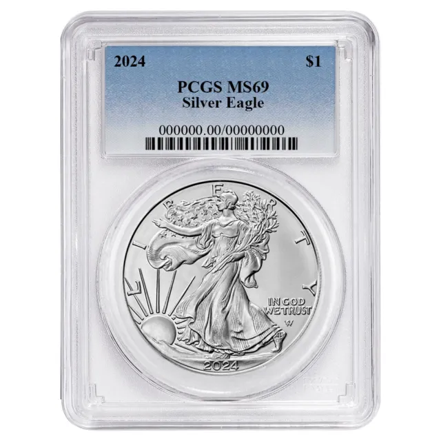 2024 $1 American Silver Eagle PCGS MS69 Blue Label