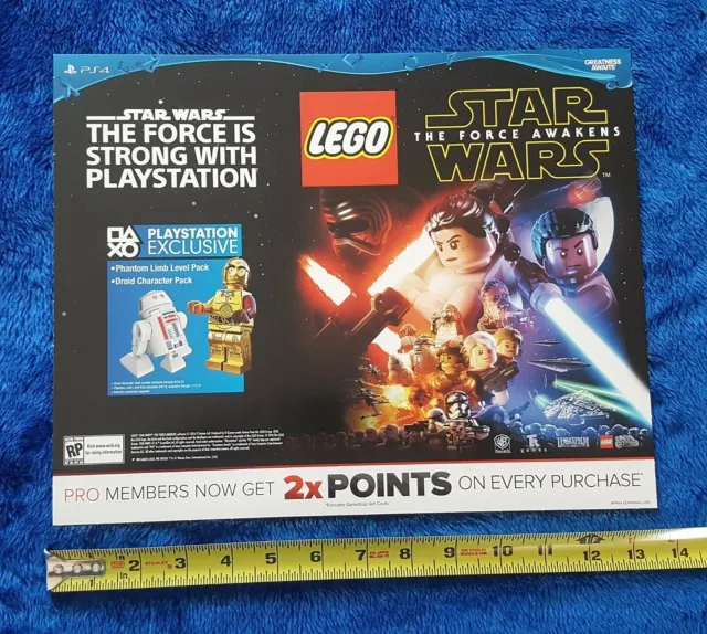 Video Game Store Display Promo Sign LEGO STAR WARS PlayStation PS4 2016 Promo