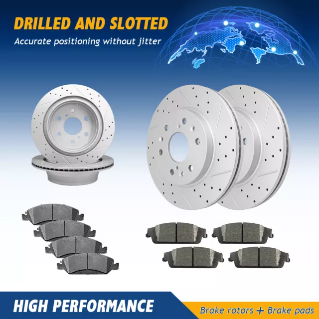 Front & Rear Brake Rotors & Ceramic Pads For Chevrolet Silverado GMC Sierra 1500