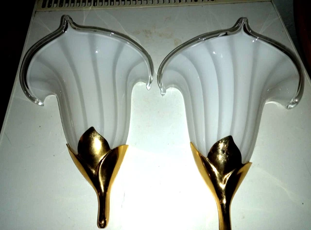 Rara coppia applique vintage tulipano murano Pair Old Sconces