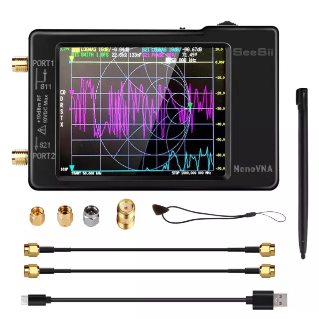 SEESII Nanovna-H Vector Antenna Network Analyzer 32GB MF HF VHF UHF 10KHz-1.5GHz