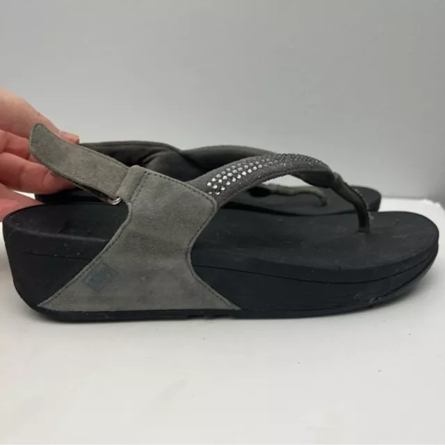 Fitflop Womens Crystal Swirl Backstrap Wedge Platform Sandals Size 8 Embellished 3