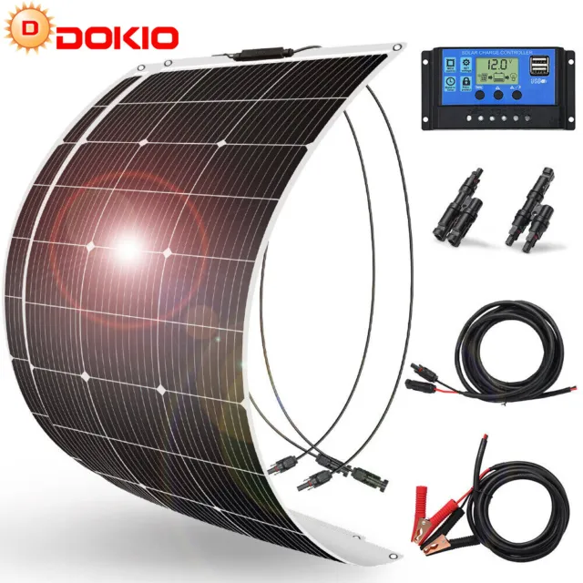 Dokio 100w 200w 400w 12v flexible Mono Solar Panel Kit for Caravan/RV/Boat/Home