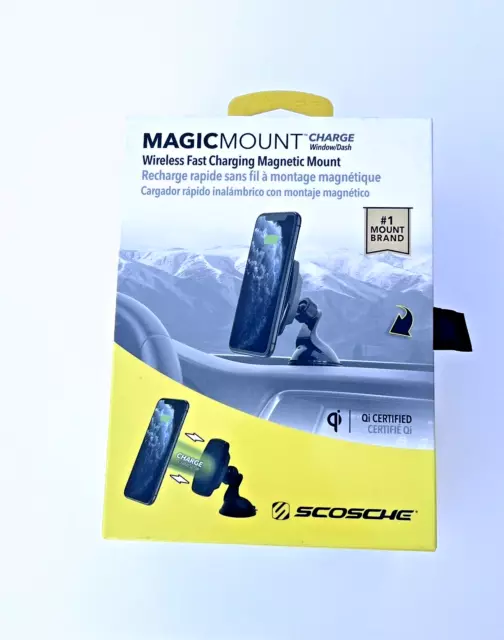 SCOSCHE MagicMount Charge Window/Dash MagSafe Qi Wireless FAST Charge Mount GPS