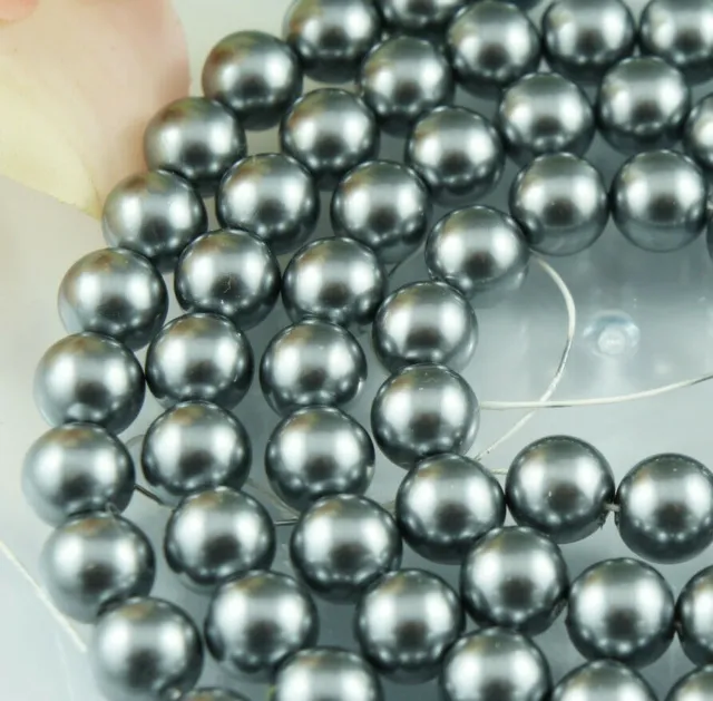 40 x Acrylic Beads-10mm Dark Grey Imitation Loose Round Pearl Jewelry Craft