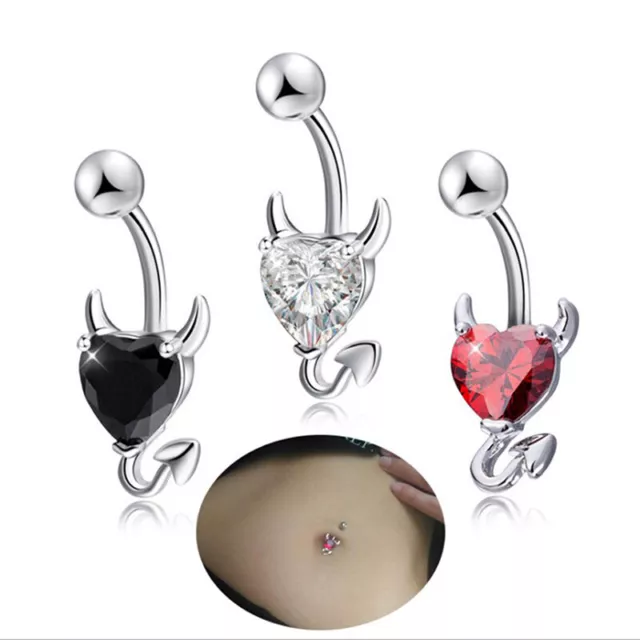 1 Pcs Navel Belly Button Ring Glitter Love Heart Decor Piercing Jewelry Nave-SA
