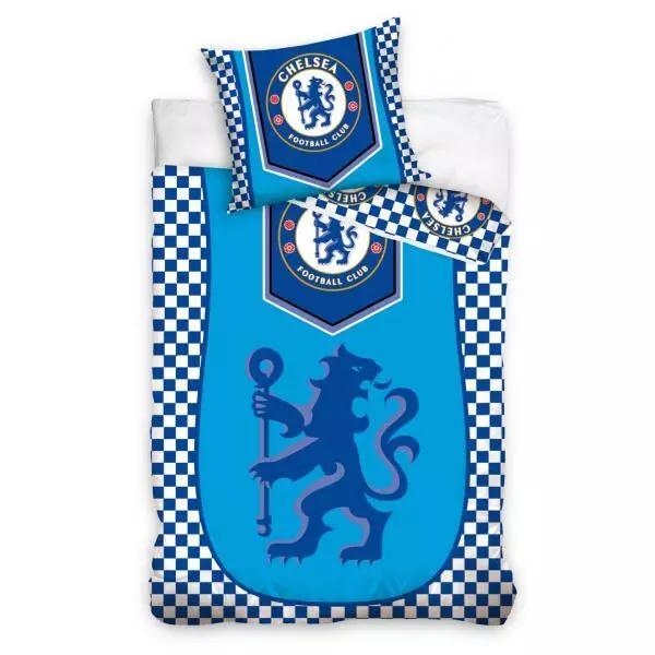 Housse de couette Chelsea FC, Bleu, 140x200cm, Enfant, 100% Coton, Taie d'oreill