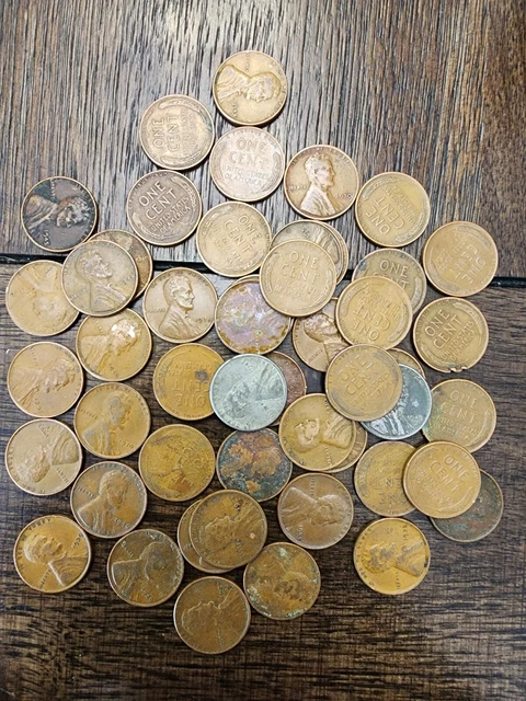 LINCOLN WHEAT CENT ROLLS 1909-1958-50 coins US COINS PENNY