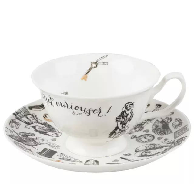 Alice in Wonderland Teacup V&A Fine China Gift Boxed Curioser Cup and Saucer Set