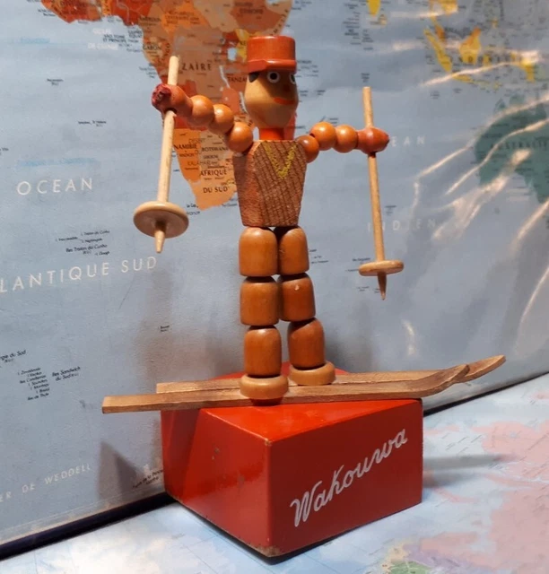 Ancien Jouet Animé En Tôle Wakouwa – Avion, France 1930, Mécanique, état D'occasion