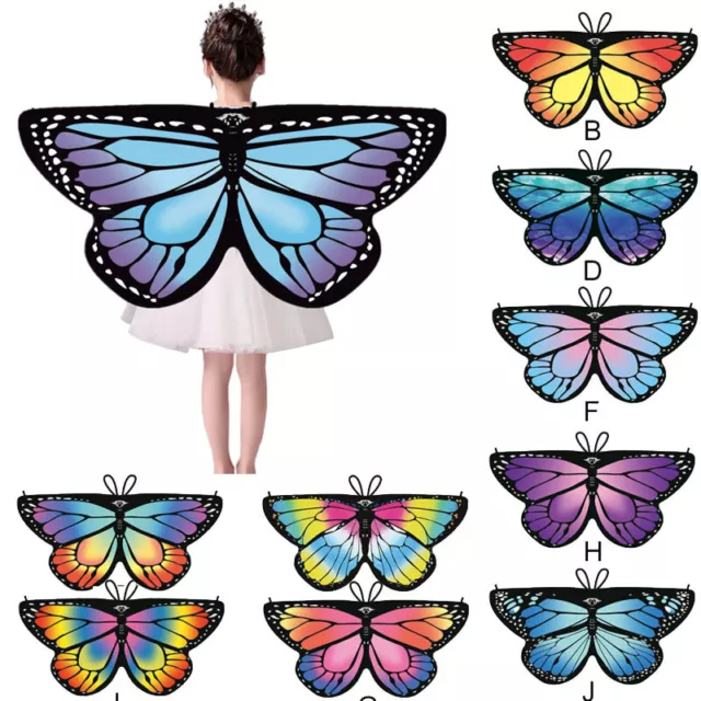 Kids Girls Fairy Butterfly Wing Cape Cloak Stage Dress UP Costume Party Favor