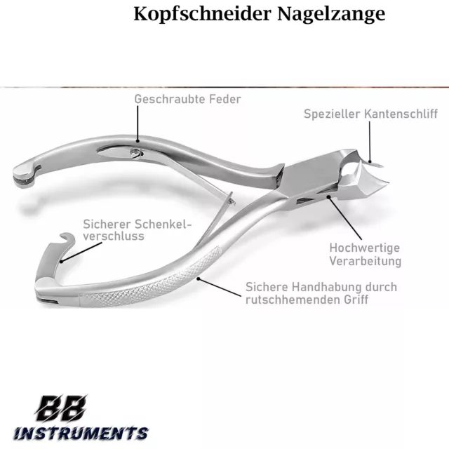 Profi Universal Nagelzange Kopfschneider 2 in 1 Gebogen Fußpflege Pediküre Nägel