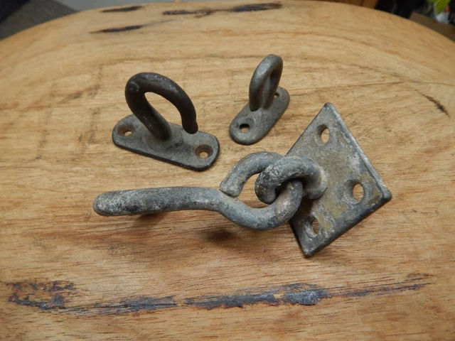 3 Old Plant Ceiling Mount Hooks Porch Hangers Galvanized 2 Stationary 1 Swivel 12
