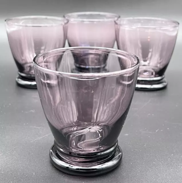 Vintage Anchor Hocking Iridescent Purple Mid Century Rocks Whiskey Glasses (4) 2