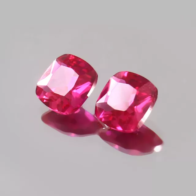 Nice Quality Natural Flawless Burma Ruby Loose Cushion Gemstone Cut Pair 5x5 MM 3