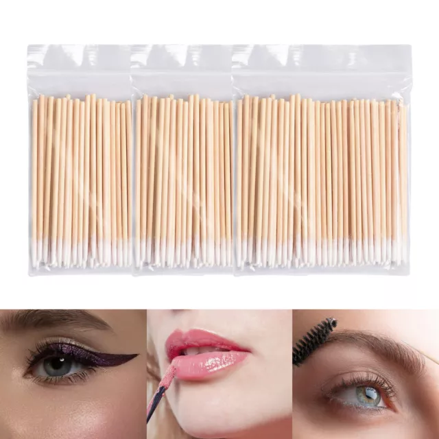 200pc Cotton Swabs Swab Q-tips 3" Long Wood Wooden Handle Cleaning Applicators
