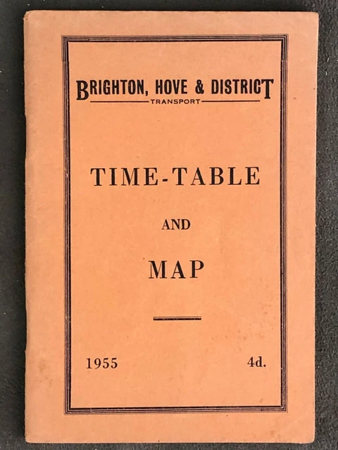 1955 BRIGHTON HOVE & District Transport Bus Coach Timetable Route Map £
