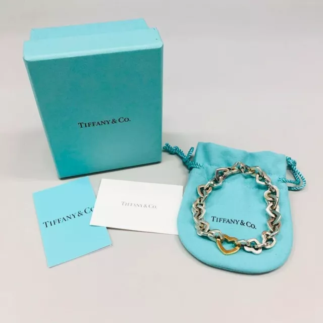 Tiffany & Co. Bracelet à maillons cœur en or 18 carats 750 et argent...