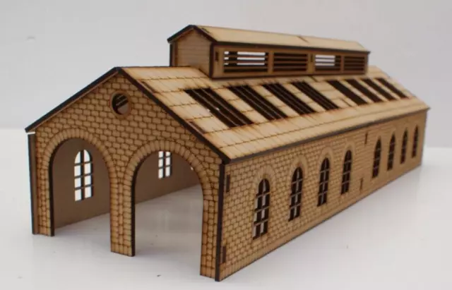 Twin Track Engine shed 480mm Roof Vented & optional wide entrance OO Gauge