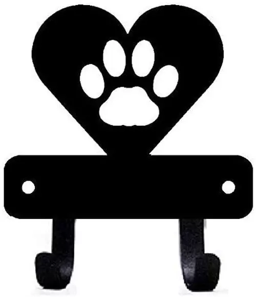 Miniature Cat Paw in Heart Key Rack Holder (3.5 inches) Metal Wall Art