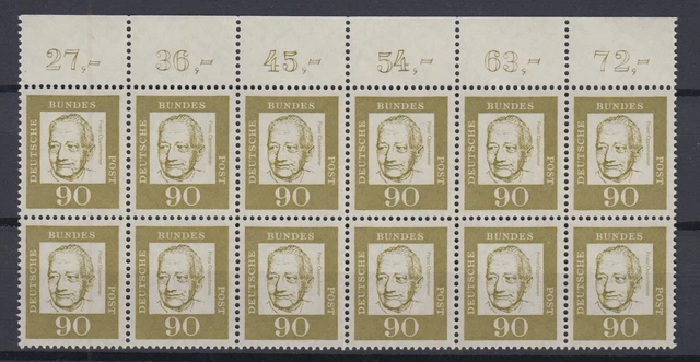 Bund 360y mit Oberrand 12er Block Bedeutende Deutsche 90 Pf postfrisch