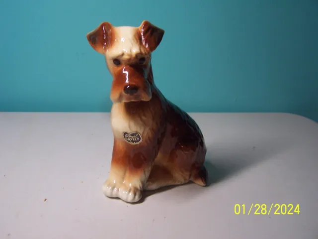 Vintage Royal Copley Terrier Ceramic Dog W/Original Tag