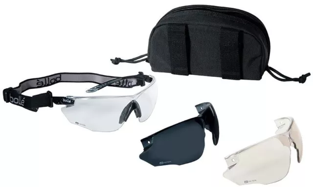 Bolle Combat Tactical Safety Glasses Kit with Clear Anti-Fog, ESP & Smoke Lens